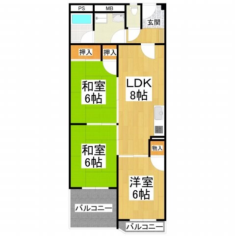 ヴィラ・ビアンカ美原の物件間取画像