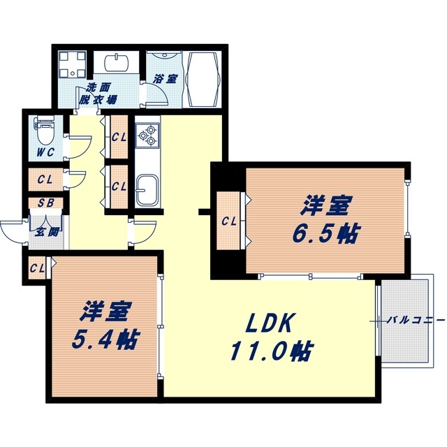 西大橋駅 徒歩2分 11階の物件間取画像