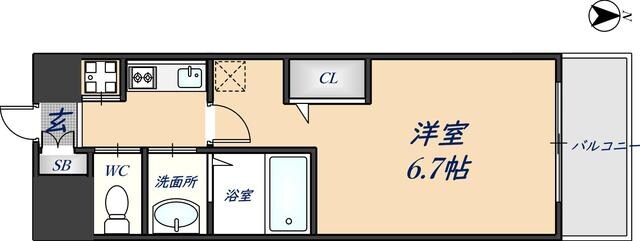 エステムコート難波Ⅴブロードの物件間取画像