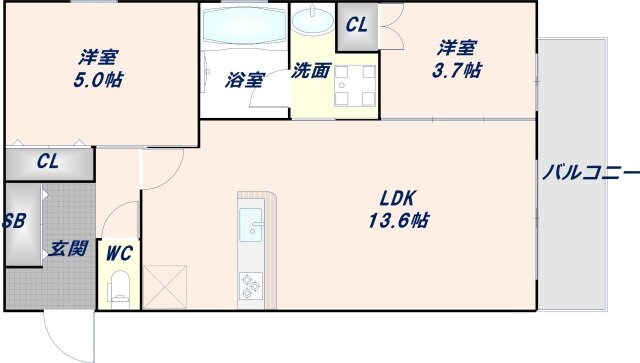 オーベル今里northの物件間取画像