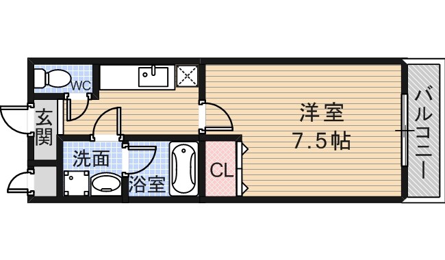 アルベージュ八戸ノ里Ⅰ番館の物件間取画像