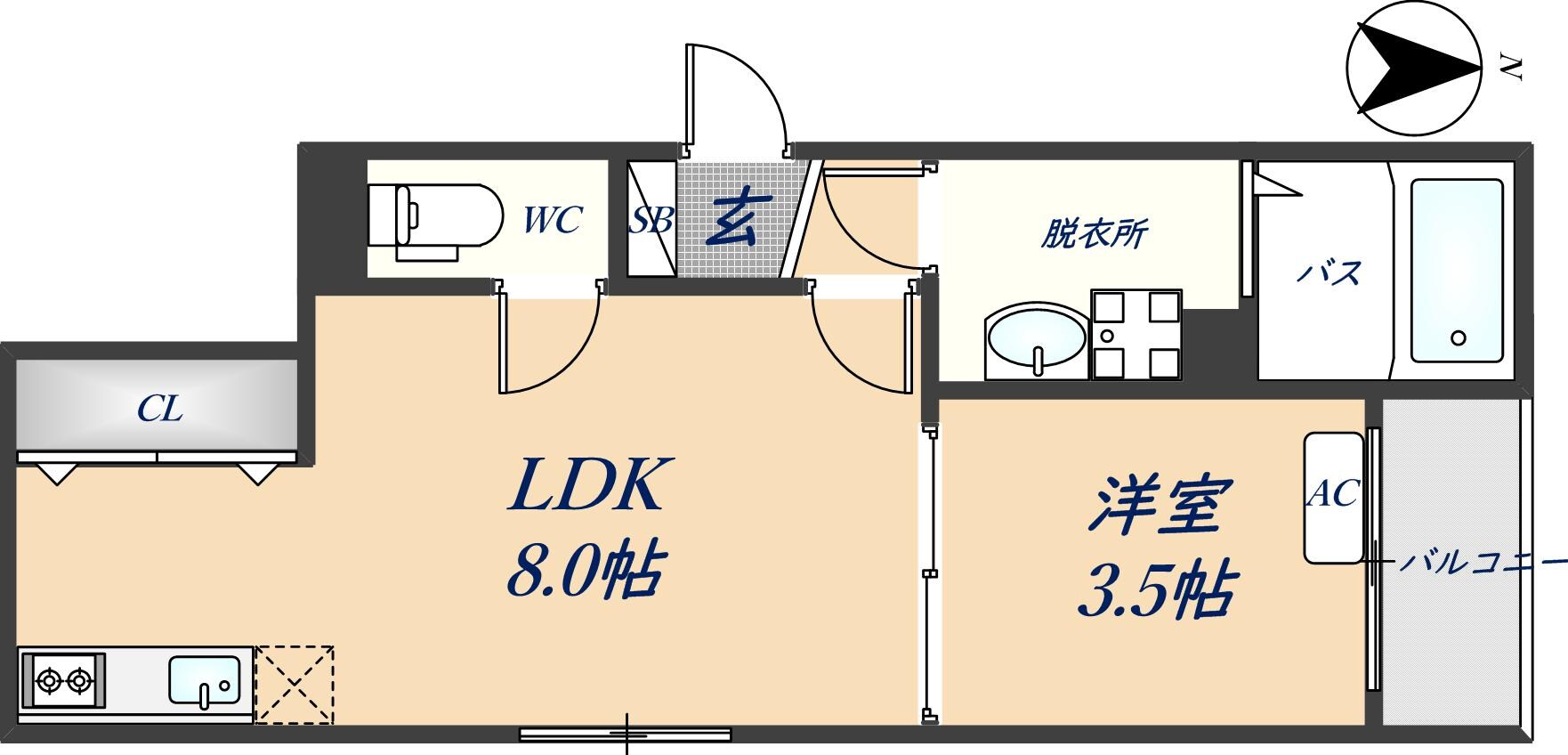 若江岩田駅 徒歩5分 2階の物件間取画像