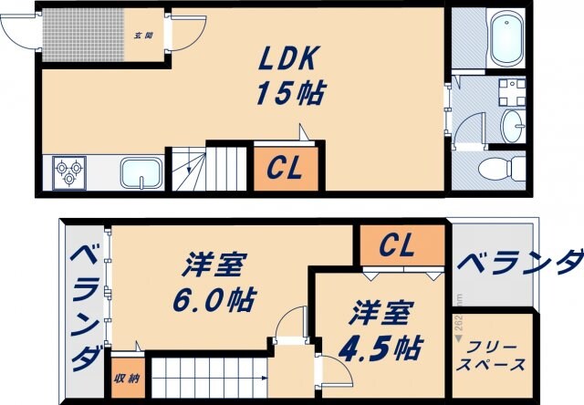 中小阪4丁目テラスハウスの物件間取画像