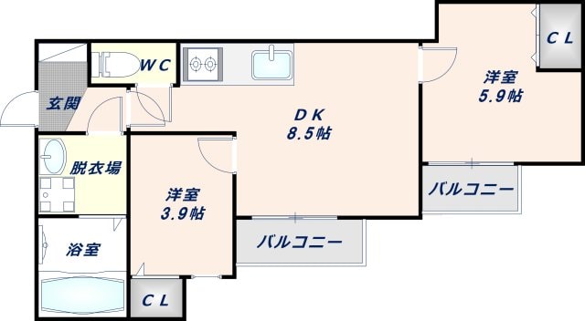 サンルーチェ東今里の物件間取画像