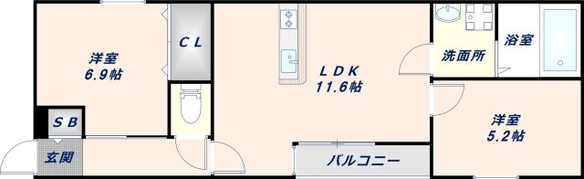 エレガンス勝山の物件間取画像