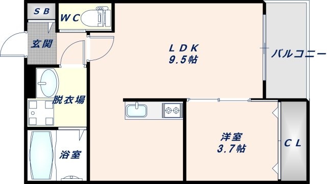 ジーメゾン東大阪衣摺の物件間取画像