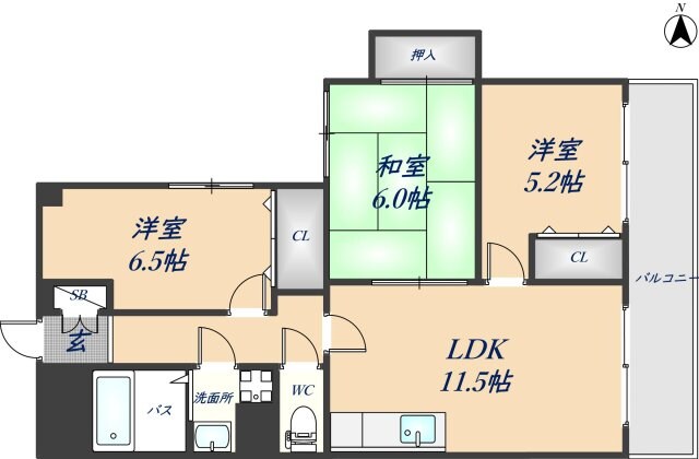 近鉄八尾駅 徒歩17分 4階の物件間取画像