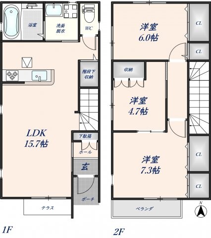 東大阪市玉串町東2丁目戸建貸家の物件間取画像