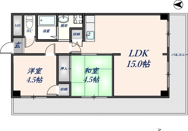 メゾンドール六万寺の物件間取画像