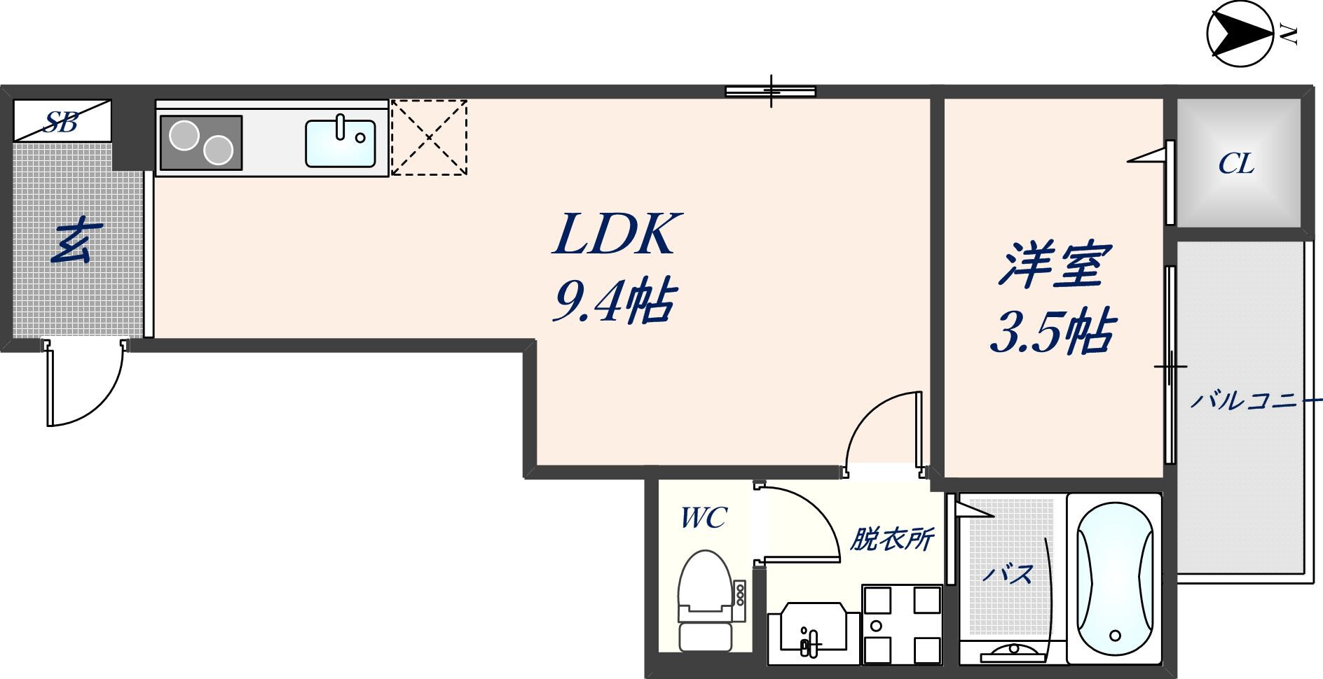 八尾駅 徒歩7分 1階の物件間取画像