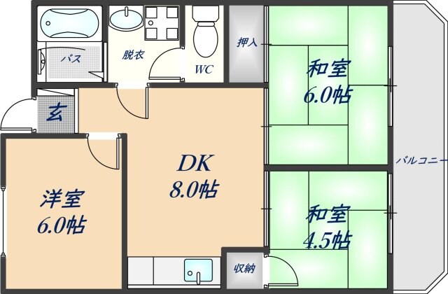 近鉄八尾駅 徒歩8分 4階の物件間取画像