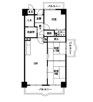 高井田中央駅 徒歩3分 5階の物件間取画像