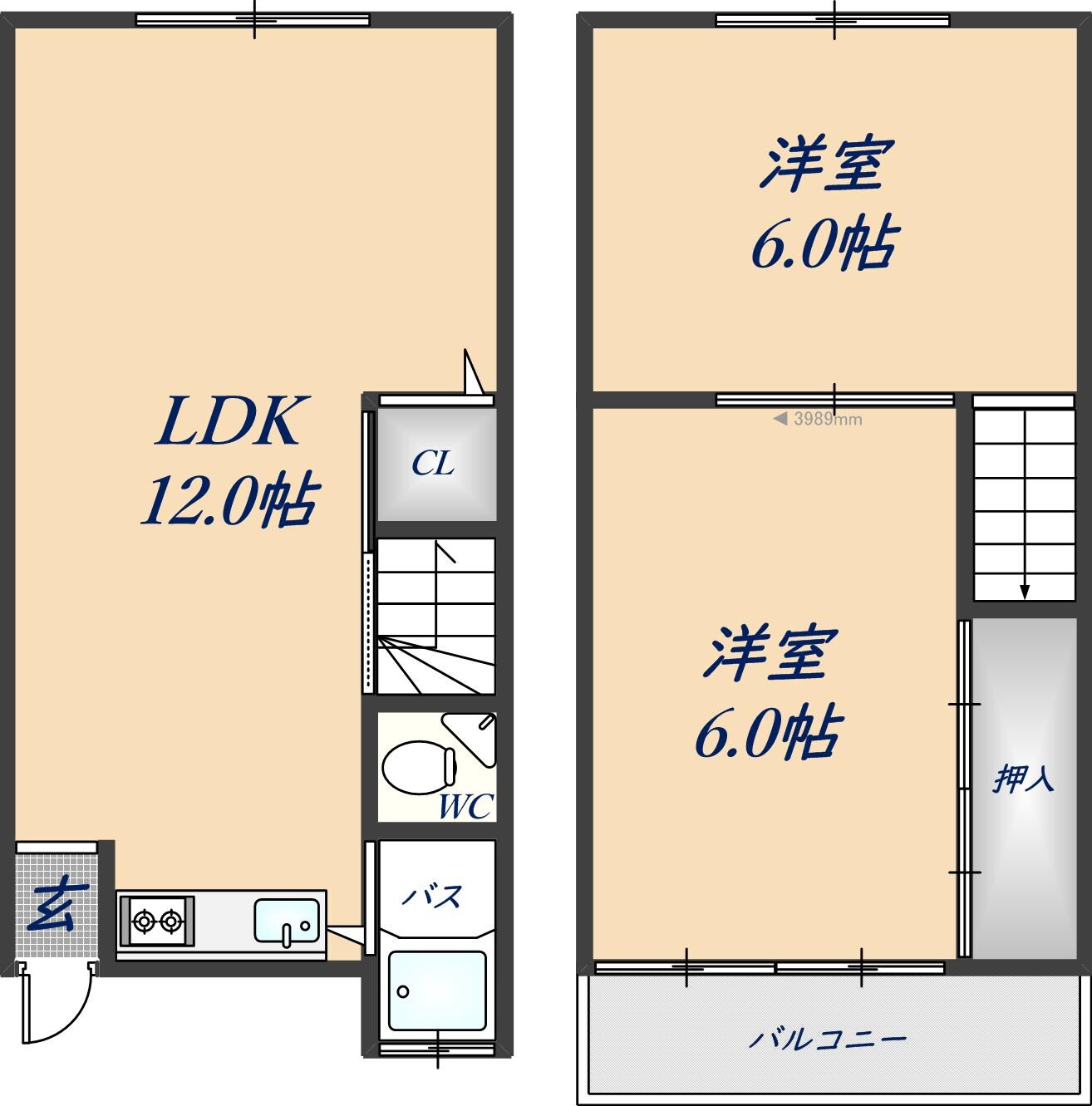 新加美駅 徒歩9分 1-2階の物件間取画像