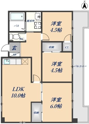 恩智駅 徒歩13分 4階の物件間取画像