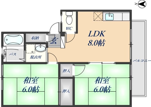 高安駅 徒歩9分 2階の物件間取画像