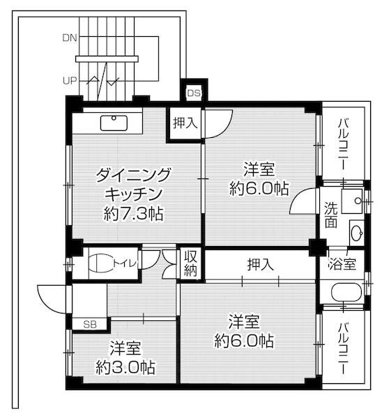 ビレッジハウス私部2号棟の物件間取画像