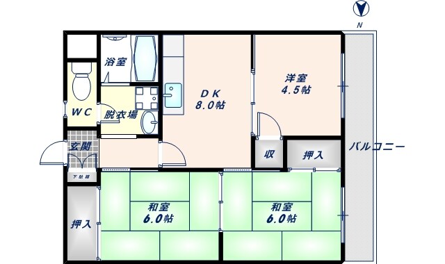 河内永和駅 徒歩7分 2階の物件間取画像