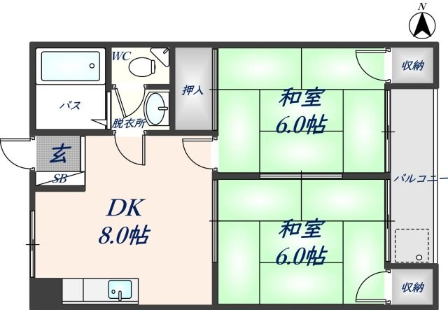 恩智駅 徒歩6分 3階の物件間取画像