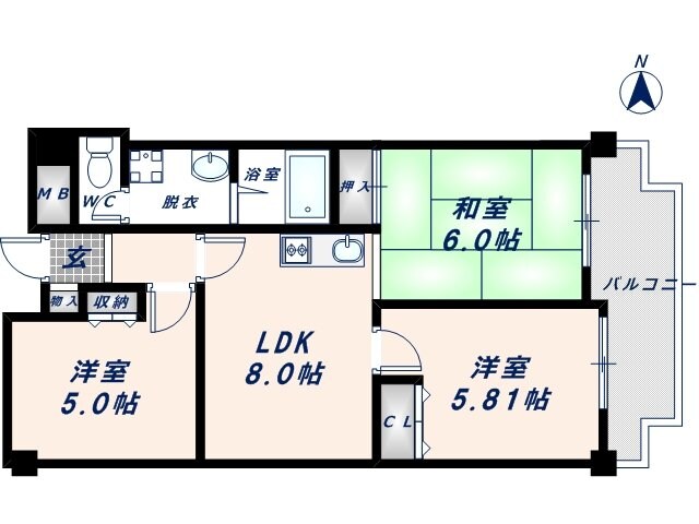 弥刀駅 徒歩10分 2階の物件間取画像