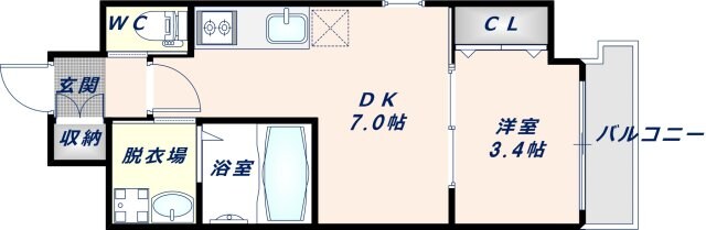 八戸ノ里駅 徒歩5分 5階の物件間取画像