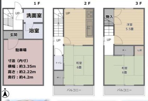 東大阪市瓢箪山町貸家の物件間取画像