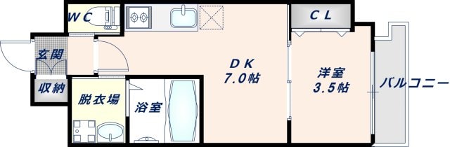 八戸ノ里駅 徒歩5分 10階の物件間取画像