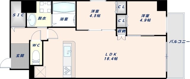 新深江駅 徒歩7分 9階の物件間取画像