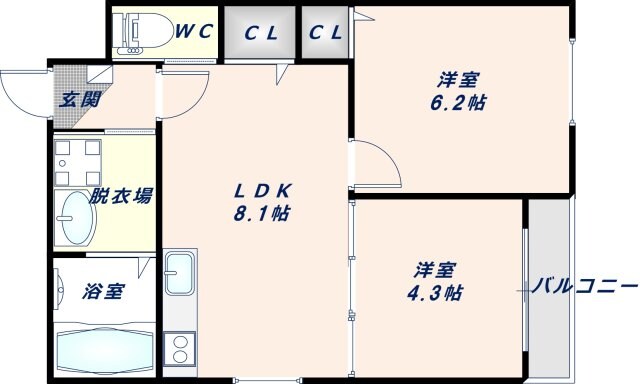 弥刀駅 徒歩12分 2階の物件間取画像