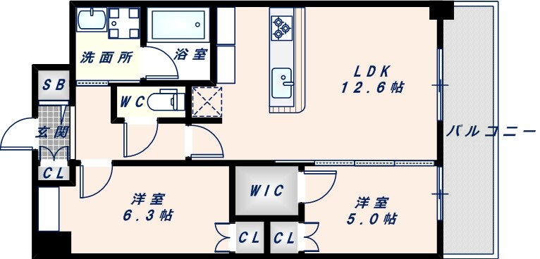 今里駅 徒歩4分 6階の物件間取画像