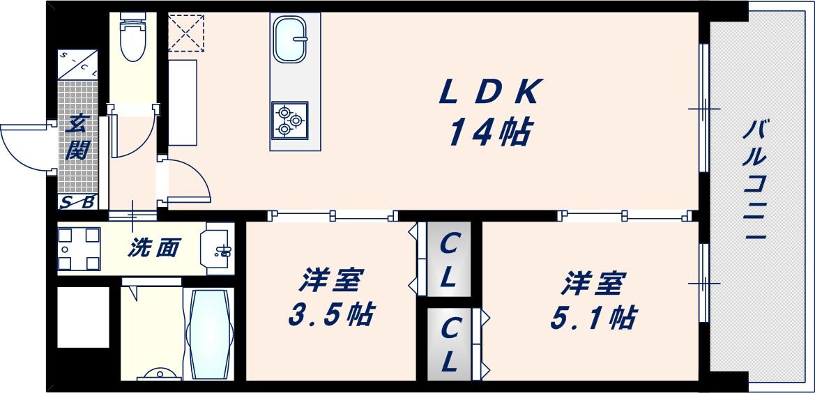 小路駅 徒歩1分 2階の物件間取画像