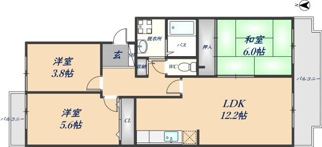 高安駅 徒歩13分 4階の物件間取画像