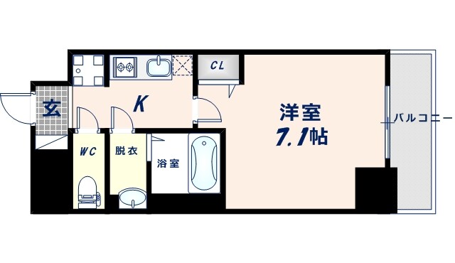 新深江駅 徒歩2分 11階の物件間取画像