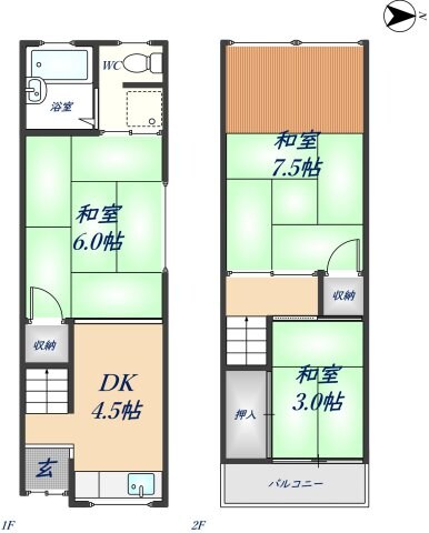 下六万寺町3丁目　連棟住宅の物件間取画像