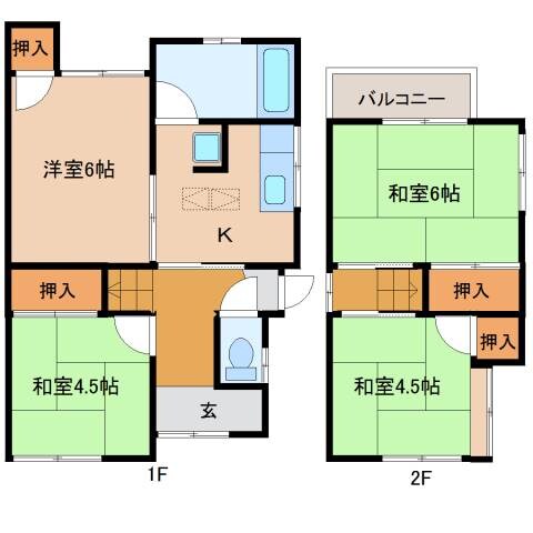 本宮２丁目貸家の物件間取画像