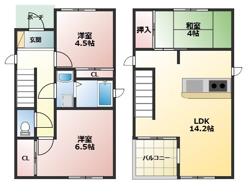 富木島町伏見４－１６－１ＫＯＤＡＴＥＸⅠの物件間取画像