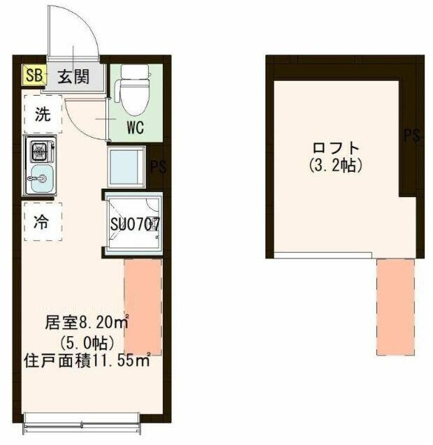 都立家政駅 徒歩6分 2階の物件間取画像