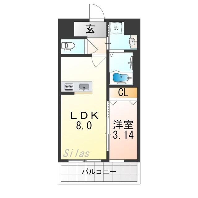 新森古市駅 徒歩3分 4階の物件間取画像