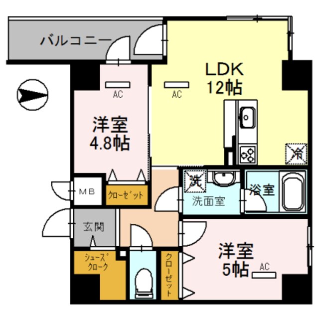 玉造駅 徒歩6分 2階の物件間取画像