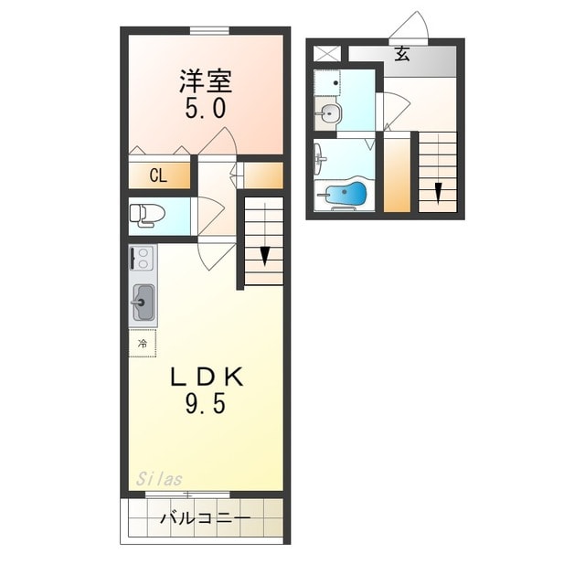 百舌鳥八幡駅 徒歩6分 2階の物件間取画像