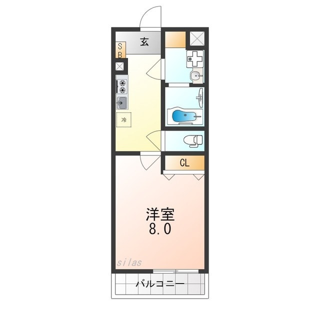 岸辺駅 徒歩9分 1階の物件間取画像