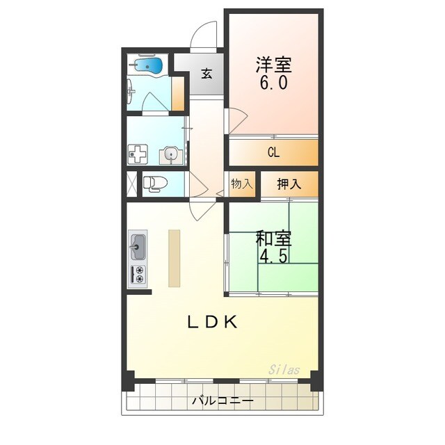 南摂津駅 徒歩2分 5階の物件間取画像