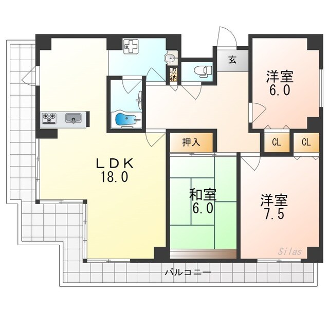 南茨木駅 徒歩10分 3階の物件間取画像