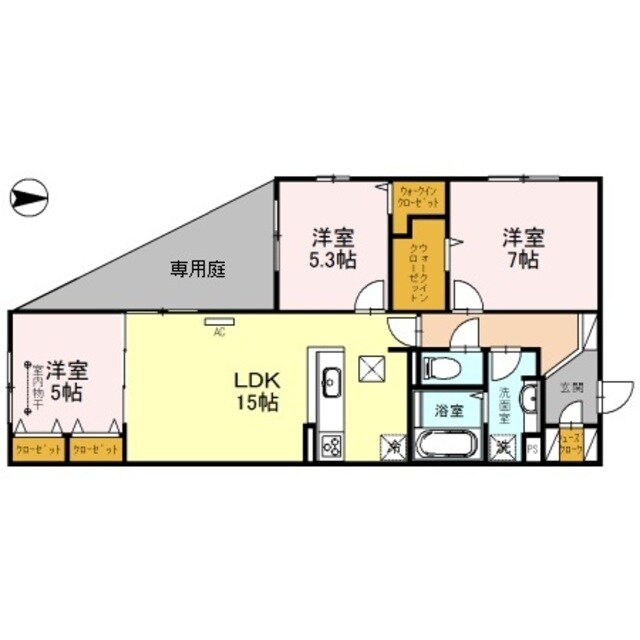 牧落駅 徒歩7分 1階の物件間取画像