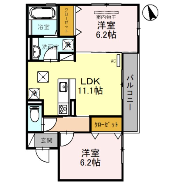 大阪府交野市倉治３丁目アパート 1階の物件間取画像