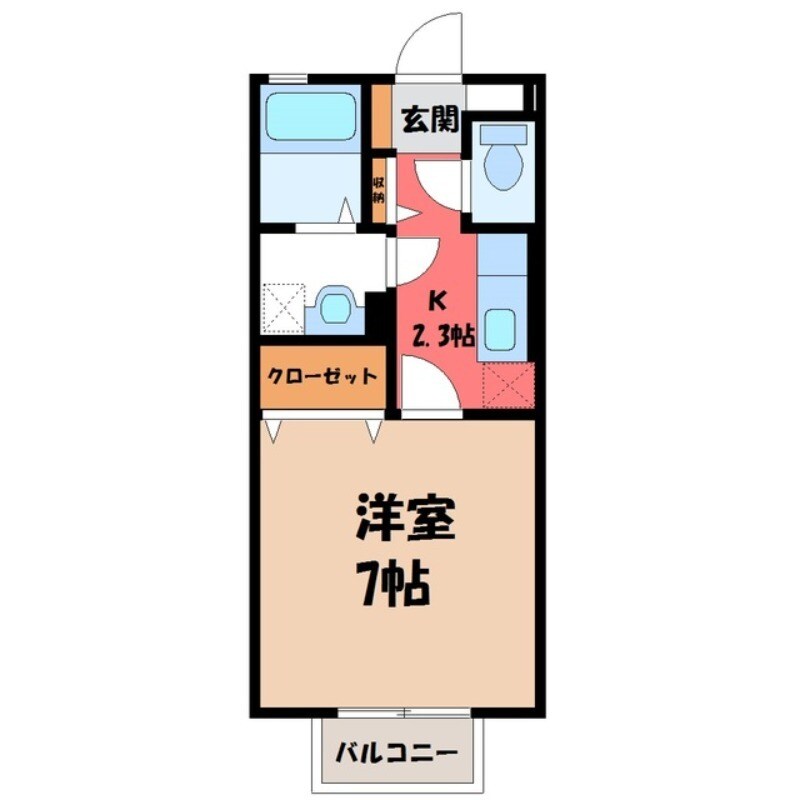 新栃木駅 バス5分  イオン前下車：停歩13分 2階の物件間取画像