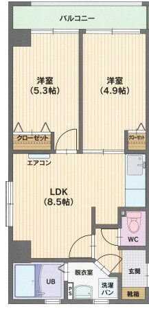 渡辺通駅 徒歩8分 3階の物件間取画像