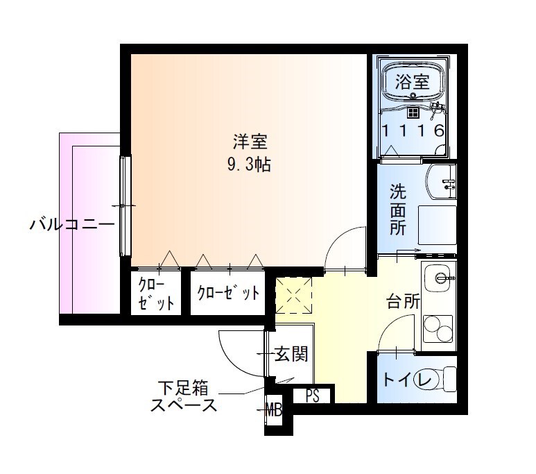 大物駅 徒歩3分 3階の物件間取画像