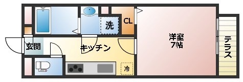 武庫川駅 徒歩3分 1階の物件間取画像