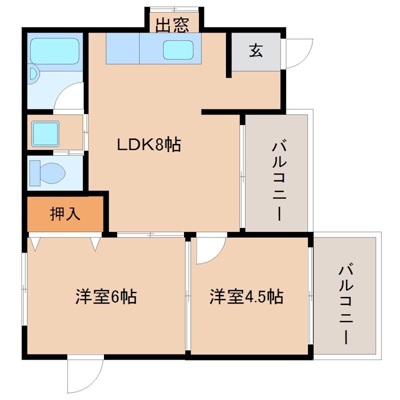 杭瀬駅 徒歩2分 4階の物件間取画像