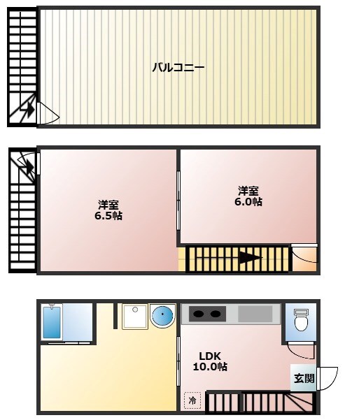 大物駅 徒歩6分 1-2階の物件間取画像